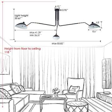 MhyTogn 85" Adjustable Mid-Century Chandelier