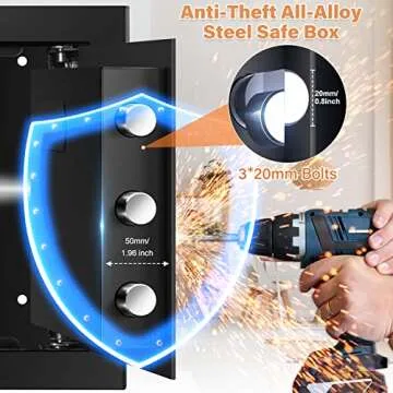 1.5 Cu ft Home Safe Box Fireproof Waterproof with A4 Fireproof Bag, Anti-Theft Fireproof Safe with Keypad Led Indicator, Security Lock Safe Box for Home Firearm Cash Jewelry Medicines Documents