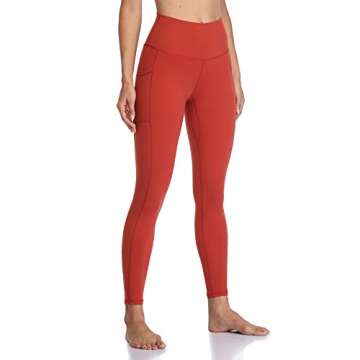 Colorfulkoala Women's High Waisted Tummy Control Workout Leggings 7/8 Length Yoga Pants with Pockets (M, Orange)