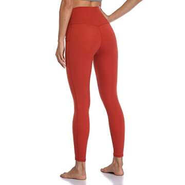 Colorfulkoala Women's High Waisted Tummy Control Workout Leggings 7/8 Length Yoga Pants with Pockets (M, Orange)