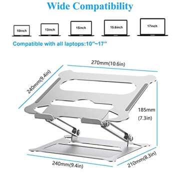 Suturun Ergonomic Detachable Laptop Stand, Aluminum Laptop Riser for Desk,Portable , Compatible with 10 to 15.6 Inches Notebook Computer