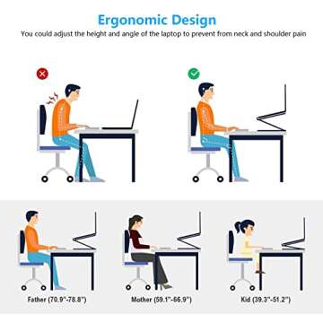 Suturun Ergonomic Detachable Laptop Stand, Aluminum Laptop Riser for Desk,Portable , Compatible with 10 to 15.6 Inches Notebook Computer