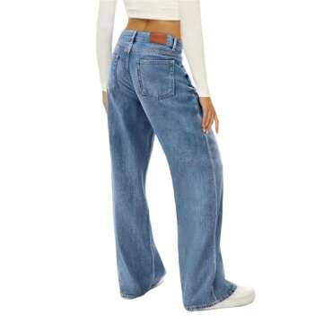 HDLTE Baggy Wide Leg Jeans Criss Cross Non-Stretch Fabric High Waist Loose YKK Zipper for All Leg Ty...