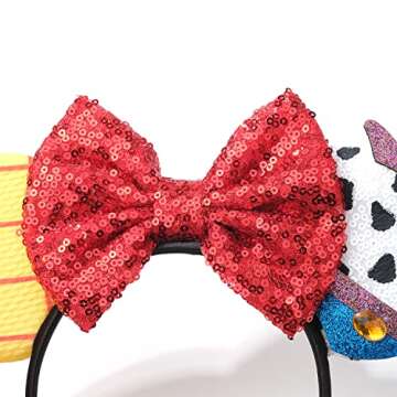Foeran Mouse Ears Headbands, Sequin Mouse Ears Headband with Bow for Kids Adults Women, Accessories ...
