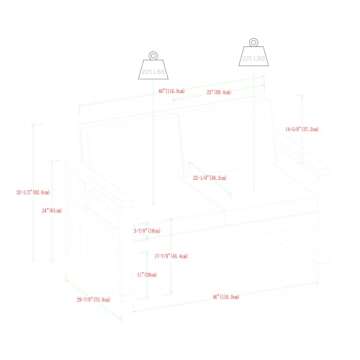 Walker Edison Sorrento Modern Acacia Wood Outdoor Loveseat with Cushions, 30 Inch, Brown