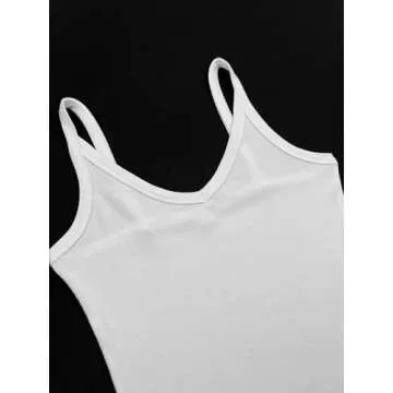 iGENJUN Womens Spaghetti Sleeveless V Neck Ribbed White Tank Tops for Women 2025 Backless Slim Fitted Soft Summer Basic Camisole Shirts,M,White