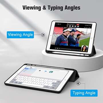 Fintie SlimShell Case for iPad 9th / 8th / 7th Generation (2021/2020/2019 Model) 10.2 Inch - [Built-in Pencil Holder] Soft TPU Protective Stand Back Cover, Auto Wake/Sleep, Black