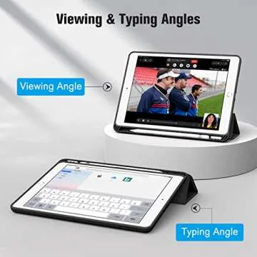 Fintie SlimShell Case for iPad 9th / 8th / 7th Generation (2021/2020/2019 Model) 10.2 Inch - [Built-in Pencil Holder] Soft TPU Protective Stand Back Cover, Auto Wake/Sleep, Black