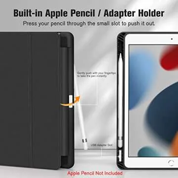 Fintie SlimShell Case for iPad 9th / 8th / 7th Generation (2021/2020/2019 Model) 10.2 Inch - [Built-in Pencil Holder] Soft TPU Protective Stand Back Cover, Auto Wake/Sleep, Black