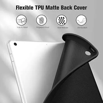 Fintie SlimShell Case for iPad 9th / 8th / 7th Generation (2021/2020/2019 Model) 10.2 Inch - [Built-in Pencil Holder] Soft TPU Protective Stand Back Cover, Auto Wake/Sleep, Black