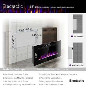 Electactic 68 Inches Electric Fireplace for Cozy Homes
