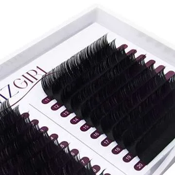 AMZ GIRL Eyelash Extensions Individual Lashes 0.03mm C Curl 16mm 20 rows Classic Lash Extensions Eyelash Extension Supplies(0.03 C 11mm)