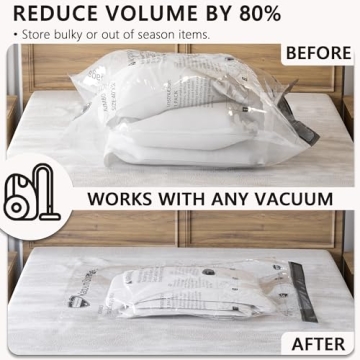 Vacuum Storage Bags 8 Jumbo, Space Saver Bags with Travel Hand Pump, Compression Airtight Sealer Bags for Clothes, Bedding, Pillows, Comforters, Blankets