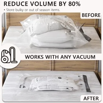 Vacuum Storage Bags 8 Jumbo, Space Saver Bags with Travel Hand Pump, Compression Airtight Sealer Bags for Clothes, Bedding, Pillows, Comforters, Blankets