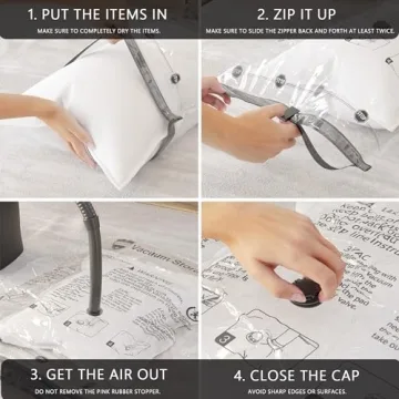 Vacuum Storage Bags 8 Jumbo, Space Saver Bags with Travel Hand Pump, Compression Airtight Sealer Bags for Clothes, Bedding, Pillows, Comforters, Blankets