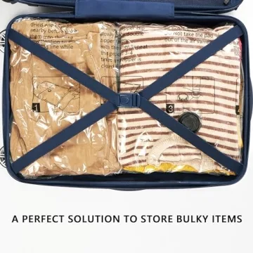 Vacuum Storage Bags 8 Jumbo, Space Saver Bags with Travel Hand Pump, Compression Airtight Sealer Bags for Clothes, Bedding, Pillows, Comforters, Blankets