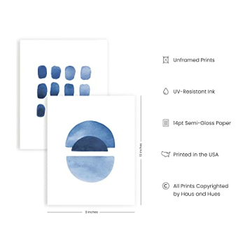 Abstract Blue Wall Art Prints Set of 4 Modern Home Decor