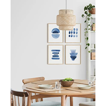 Abstract Blue Wall Art Prints Set of 4 Modern Home Decor