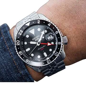 SEIKO SSK001 Automatic Watch for Men - 5 -Sports - Black Dial with Date Calendar and Luminous Hands ...