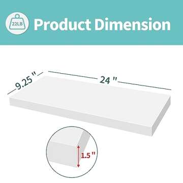 LaVie Home Floating Shelves - Set of 2, 24 Inch Modern Wall Shelf for Stylish Storage