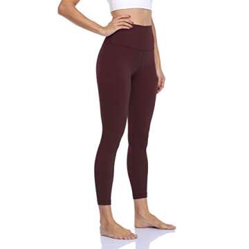 HeyNuts Essential 7/8 Leggings High Waisted Yoga Pants for Women, Soft Workout Pants Compression Leggings with Inner Pockets Cassis_25'' L(12)
