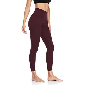 HeyNuts Essential 7/8 Leggings High Waisted Yoga Pants for Women, Soft Workout Pants Compression Leggings with Inner Pockets Cassis_25'' L(12)