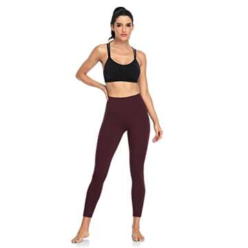 HeyNuts Essential 7/8 Leggings High Waisted Yoga Pants for Women, Soft Workout Pants Compression Leggings with Inner Pockets Cassis_25'' L(12)