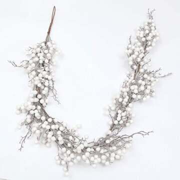6 Feet Artificial Christmas Garland White Berry Garland