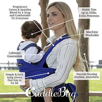 CuddleBug Baby Wrap Sling + Carrier - Newborns & Toddlers up to 36 lbs - Hands Free - Gentle, Stretc...