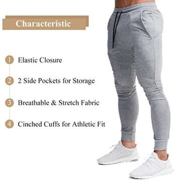 A WATERWANG Men's Slim Jogger Pants, Tapered Athletic Sweatpants for Jogging Running Exercise Gym（...