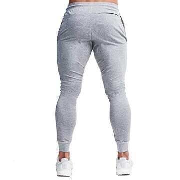 A WATERWANG Men's Slim Jogger Pants, Tapered Athletic Sweatpants for Jogging Running Exercise Gym（Small Light Gray