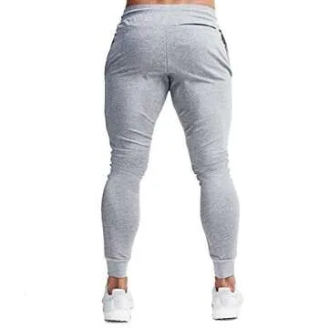 A WATERWANG Men's Slim Jogger Pants, Tapered Athletic Sweatpants for Jogging Running Exercise Gym（Small Light Gray