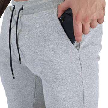 A WATERWANG Men's Slim Jogger Pants, Tapered Athletic Sweatpants for Jogging Running Exercise Gym（Small Light Gray