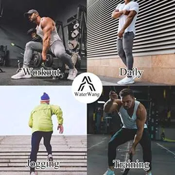 A WATERWANG Men's Slim Jogger Pants, Tapered Athletic Sweatpants for Jogging Running Exercise Gym（Small Light Gray