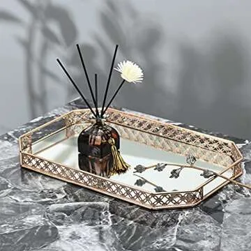 Gold Mirror Tray - Elegant Decorative Tray for Home & Vanity