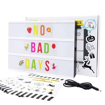 Gemaxvoled Cinema Light Box-Upgraded 16 Colors Changing Light Up Sign Box with 270 Changable Letters & Symbols, A4 Size Letter Message Light Board for Party Birthday Christmas Home Decor