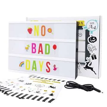 Gemaxvoled Cinema Light Box-Upgraded 16 Colors Changing Light Up Sign Box with 270 Changable Letters & Symbols, A4 Size Letter Message Light Board for Party Birthday Christmas Home Decor