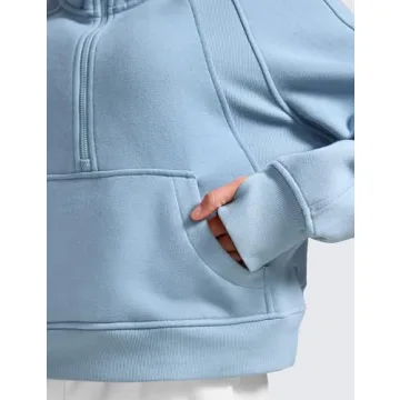 CRZ YOGA Women's Fleece Lined Half Zip Hoodie for Casual Wear