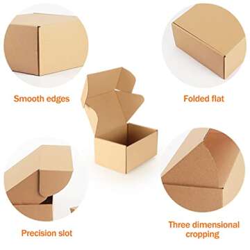 PHAREGE 6x4x3 inch Shipping Boxes Bulk 50 Pack Brown, Tab Lock Tuck Top Mailer Boxes for Packaging Small Business, Small Cardboard Gift Boxes for Wrapping Mailing Present