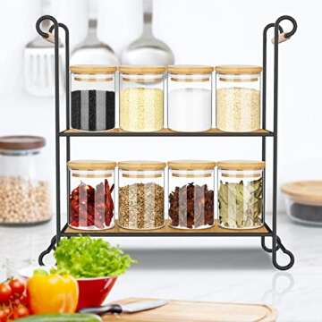 Glass Jars Set of 12, 6oz Spice Jars with Bamboo Airtight Lids and Labels, Food Cereal Storage Containers for Home Kitchen, Suit for Tea Coffee Herbs Grains Seasoning and Other Dry Food Storage