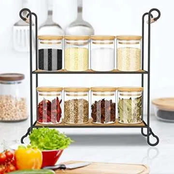 Stylish Glass Jars Set with Bamboo Lids for Storage