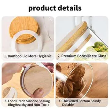 Stylish Glass Jars Set with Bamboo Lids for Storage