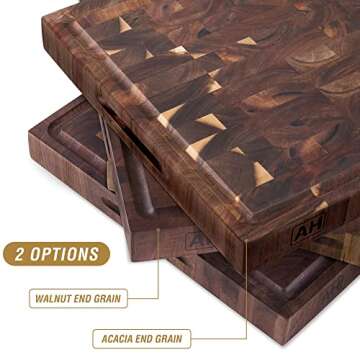 AZRHOM Acacia Wood Butcher Block with Juice Groove