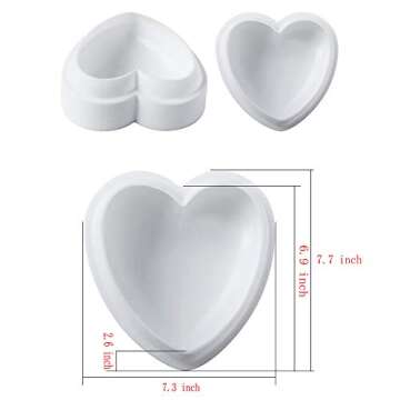 OBTANIM Silicone Heart Shaped Cake Mold 8 Inch Large Baking Mold for Cake Decorating, Candy Making, ...
