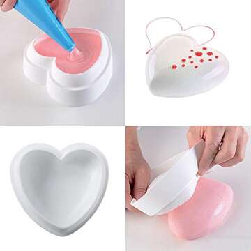 OBTANIM Silicone Heart Shaped Cake Mold 8 Inch Large Baking Mold for Cake Decorating, Candy Making, Chocolate