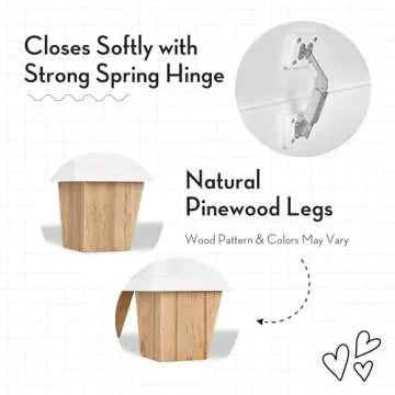 RiverRidge Kids Catch-All Collection Toy Box with Side Book Shelves Child-Safe Toy Storage Organizer With Childrens Bookshelf Side Slots For Kids Game And Book Storage - White