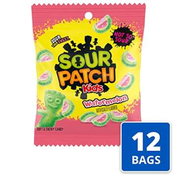 SOUR PATCH KIDS Watermelon Soft & Chewy Candy, Bulk Candy, 12-3.6 oz Bags