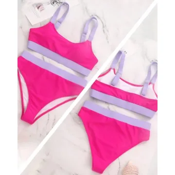 ZINPRETTY High Waisted Bikini Set Color Block Style