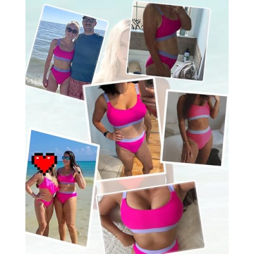 ZINPRETTY High Waisted Bikini Set Color Block Style