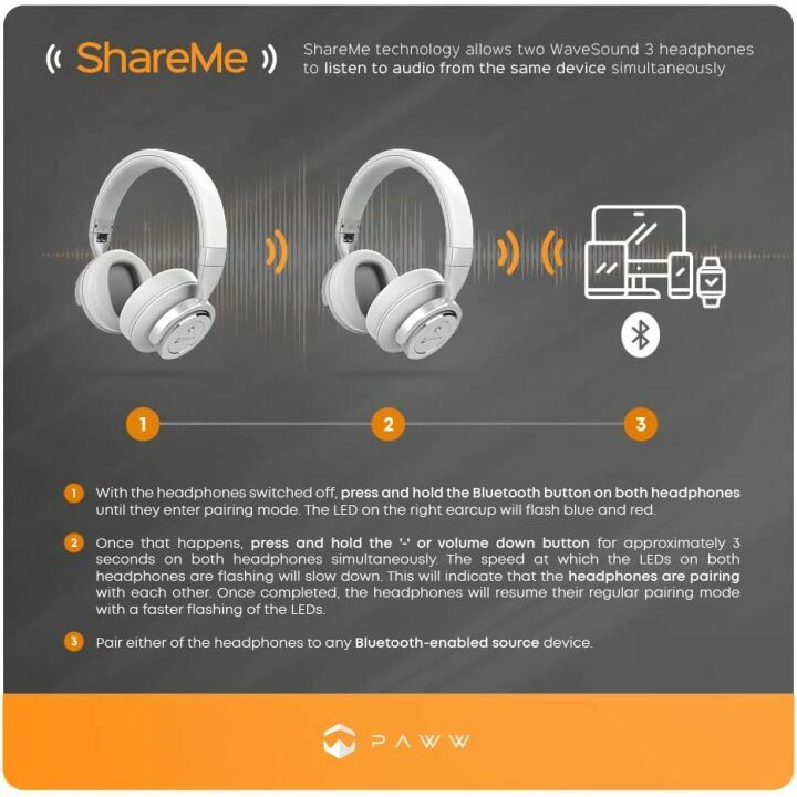 WaveSound 3 Bluetooth Headphones with Noise Cancelling